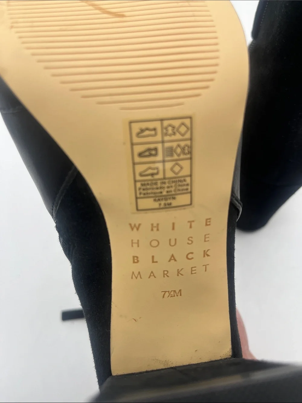 White House Black Market Black Leather & Suede Block Heel Ankle Boots